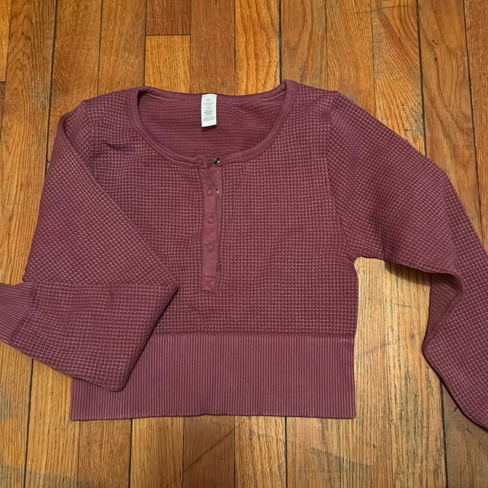Aerie offline cropped waffle knit top